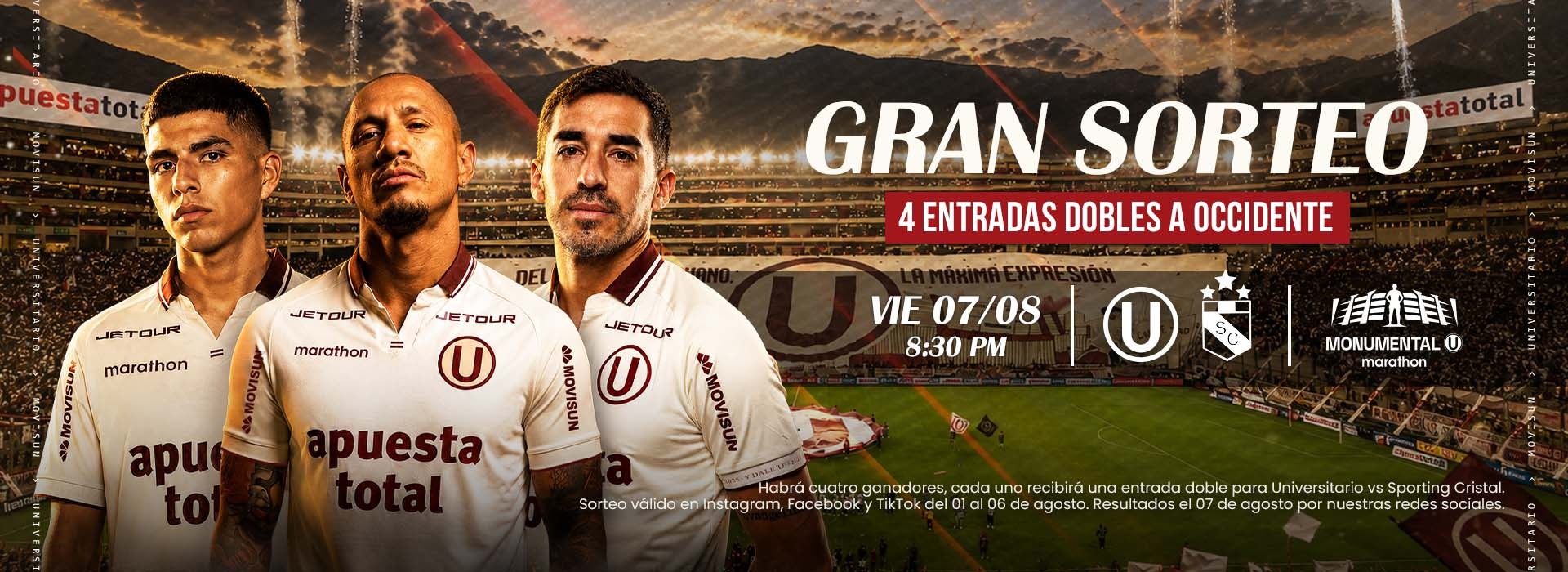 GRAN SORTEO- ENTRADAS DOBLES UNIVERSITARIO VS SPORTING CRISTAL